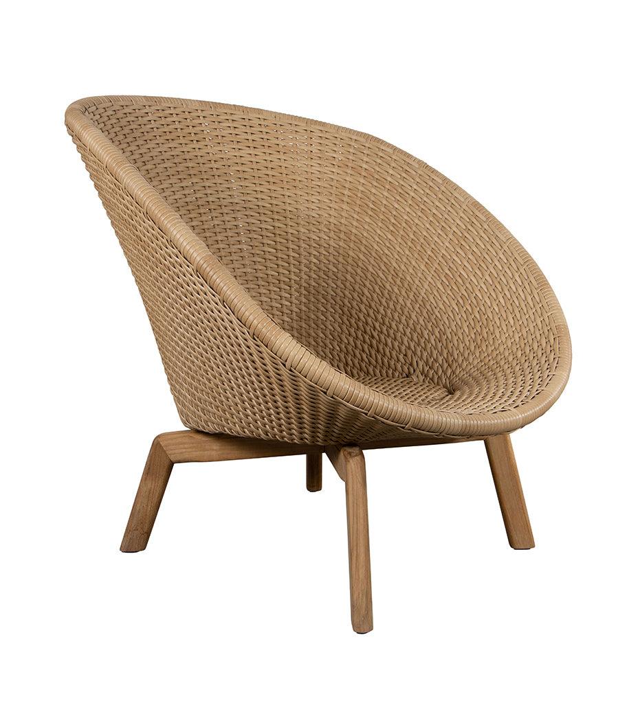 Allred Collaborative - Cane-line - Peacock Weave Lounge Chair with Teak Legs - Peacock Weave Lounge Chair with Teak Legs - 5458FUT