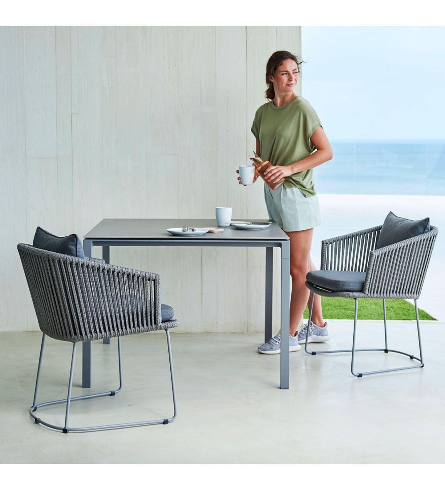 Allred Collaborative - Cane-line - Pure Aluminum Dining Table - Square - Pure Aluminum Dining Table - Square - 5088AI