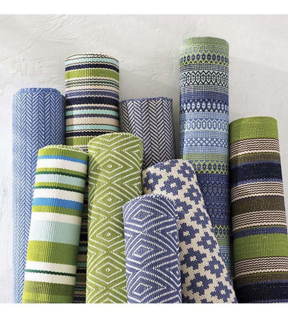 Allred Collaborative - Dash and Albert - Fiesta Stripe French Blue/Green Indoor/Outdoor Rug - Fiesta Stripe French Blue/Green Indoor/Outdoor Rug - DA662-23