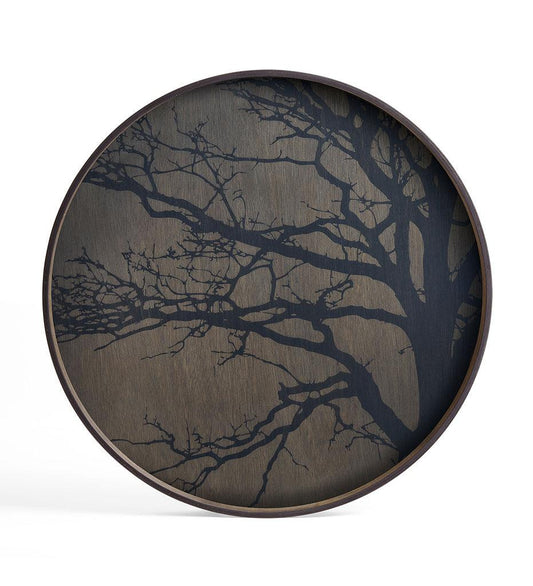 Allred Collaborative - Ethnicraft - Black Tree Wooden Tray - Round - L - Black Tree Wooden Tray - Round - L - 20404