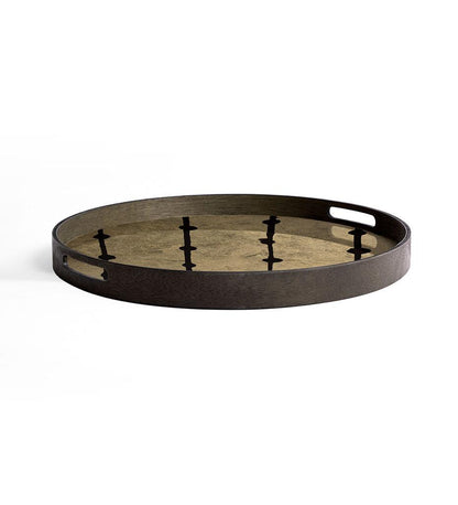 Allred Collaborative - Ethnicraft - Brown Dots Glass Tray - Round - S - Brown Dots Glass Tray - Round - S - 20418