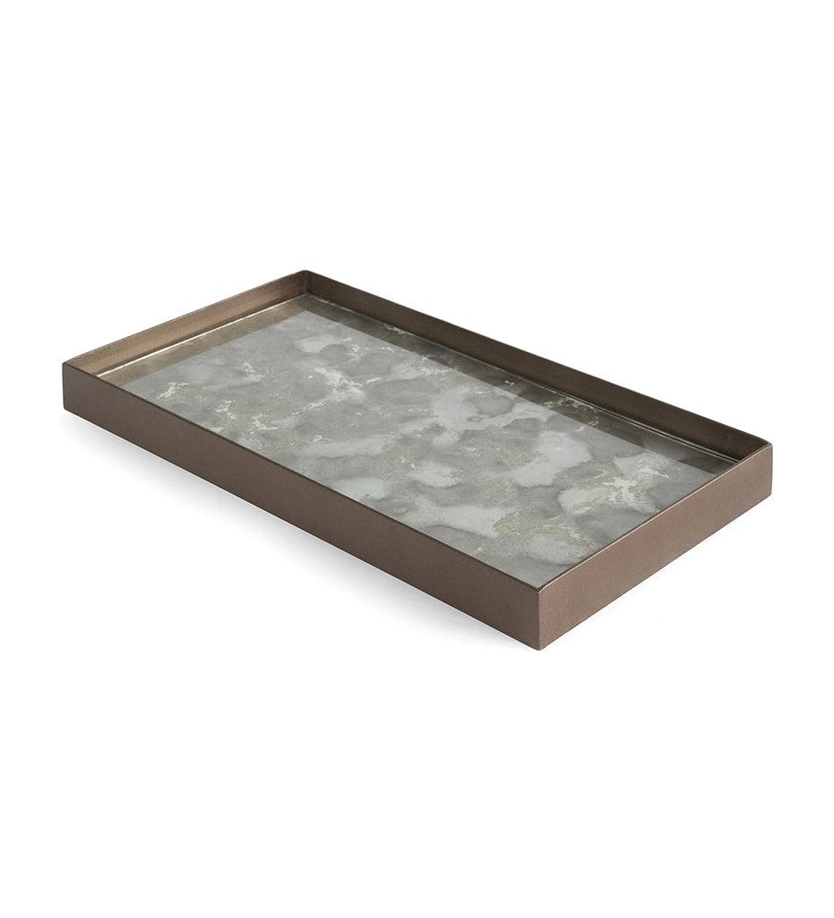 Allred Collaborative - Ethnicraft - Fossil Organic Glass Valet Tray - Metal Rim - Rectangular - M - Fossil Organic Glass Valet Tray - Metal Rim - Rectangular - M - 20384