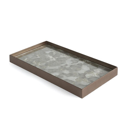 Allred Collaborative - Ethnicraft - Fossil Organic Glass Valet Tray - Metal Rim - Rectangular - M - Fossil Organic Glass Valet Tray - Metal Rim - Rectangular - M - 20384