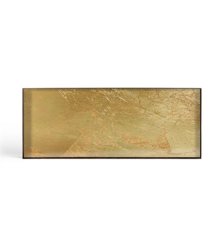 Allred Collaborative - Ethnicraft - Gold Leaf Glass Valet Tray - Metal Rim - Rectangular - L - Gold Leaf Glass Valet Tray - Metal Rim - Rectangular - L - 20388