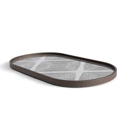 Allred Collaborative - Ethnicraft - Linear Squares Glass Tray - Slate - Oblong - M - Linear Squares Glass Tray - Slate - Oblong - M - 20916