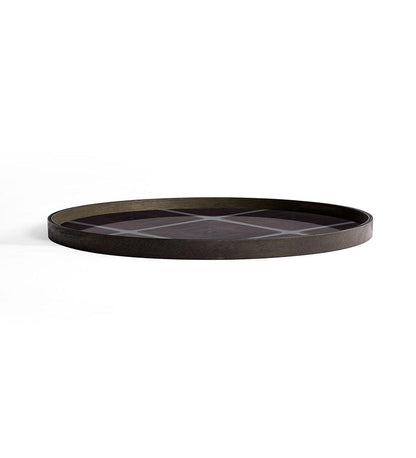 Allred Collaborative - Ethnicraft - Linear Squares Glass Tray - Slate - Round - XL - Linear Squares Glass Tray - Slate - Round - XL - 20914