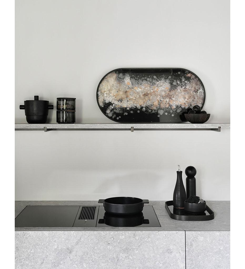 Allred Collaborative - Ethnicraft - Organic Black Glass Tray - Oblong - L - Organic Black Glass Tray - Oblong - L - 20467