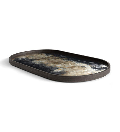 Allred Collaborative - Ethnicraft - Organic Black Glass Tray - Oblong - L - Organic Black Glass Tray - Oblong - L - 20467