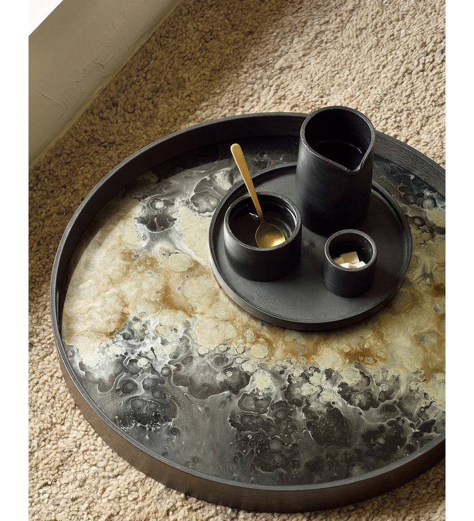 Allred Collaborative - Ethnicraft - Organic Black Glass Tray - Round - S - Organic Black Glass Tray - Round - S - 20583