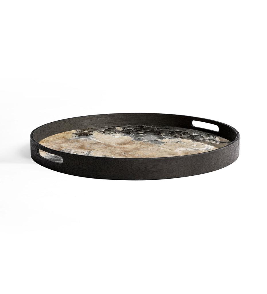 Allred Collaborative - Ethnicraft - Organic Black Glass Tray - Round - S - Organic Black Glass Tray - Round - S - 20583