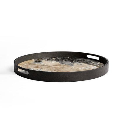 Allred Collaborative - Ethnicraft - Organic Black Glass Tray - Round - S - Organic Black Glass Tray - Round - S - 20583