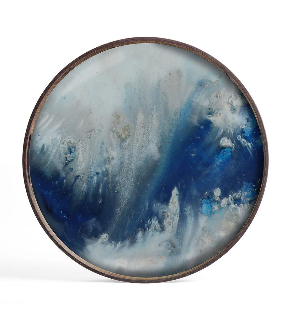 Allred Collaborative - Ethnicraft - Organic Blue Mist Glass Tray - Round - S - Organic Blue Mist Glass Tray - Round - S - 20371