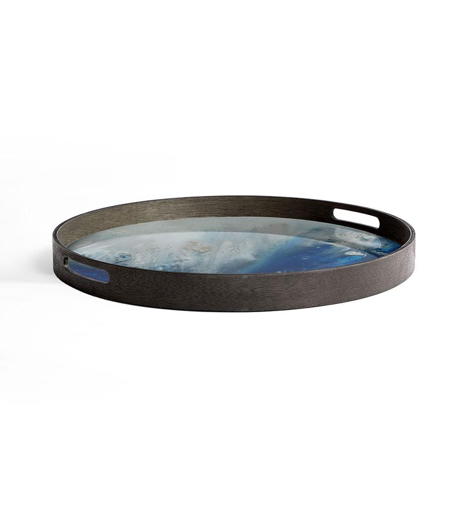 Allred Collaborative - Ethnicraft - Organic Blue Mist Glass Tray - Round - S - Organic Blue Mist Glass Tray - Round - S - 20371