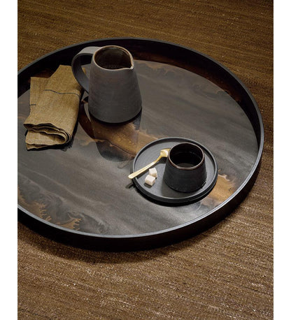 Allred Collaborative - Ethnicraft - Organic Bronze Glass Tray - Round - L - Organic Bronze Glass Tray - Round - L - 20584