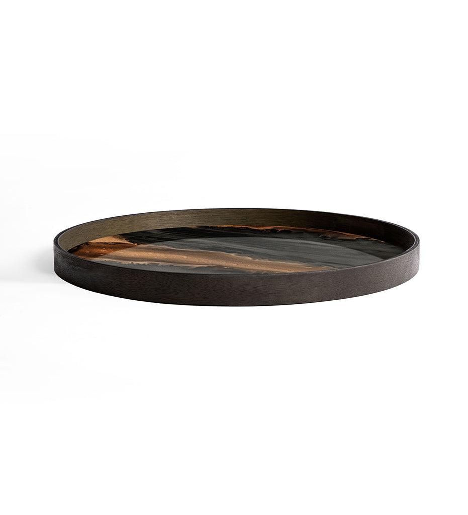 Allred Collaborative - Ethnicraft - Organic Bronze Glass Tray - Round - L - Organic Bronze Glass Tray - Round - L - 20584