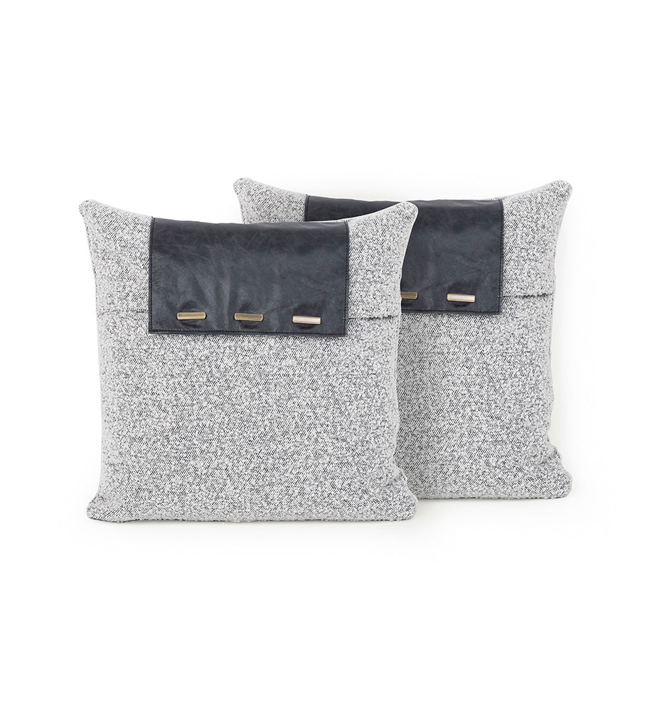 Allred Collaborative - Four Hands - Boucle and Leather Pillow - Set of 2 - Boucle and Leather Pillow - Set of 2 - 225734-001