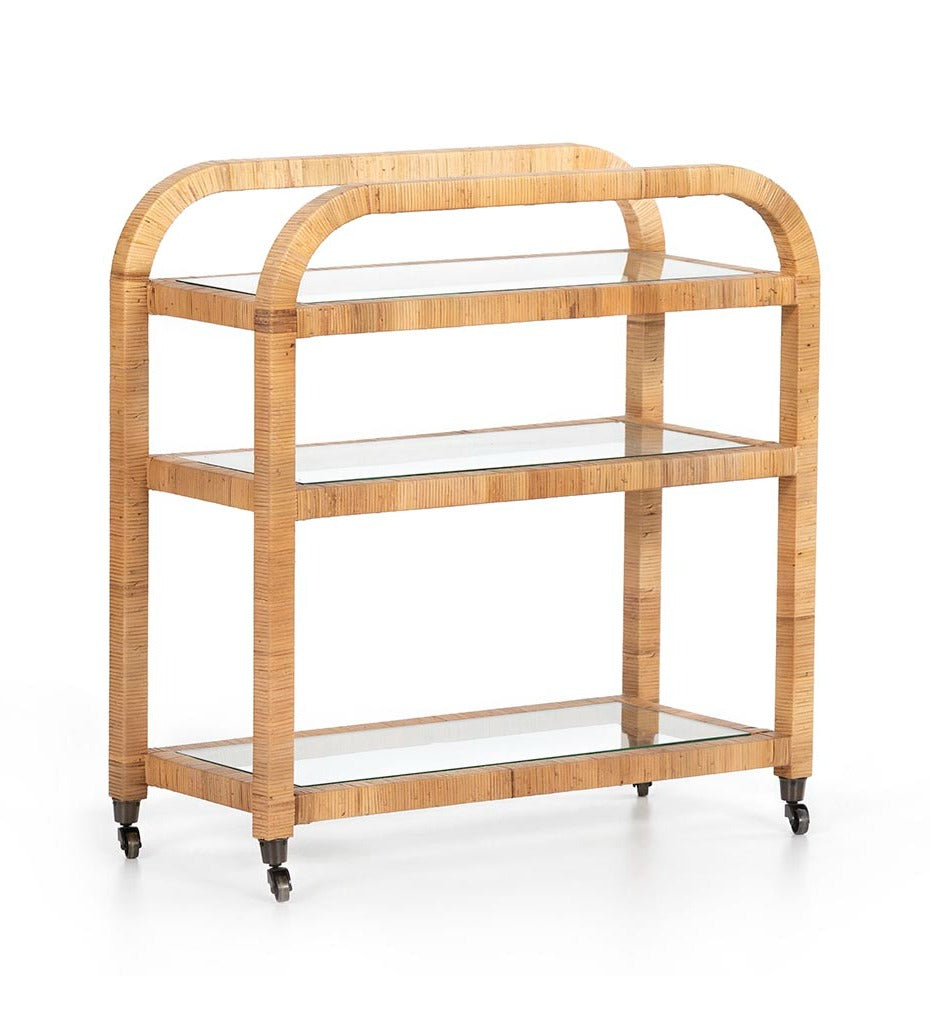 Allred Collaborative - Four Hands - Dory Bar Cart - Honey Rattan - Dory Bar Cart - Honey Rattan - 224319-001