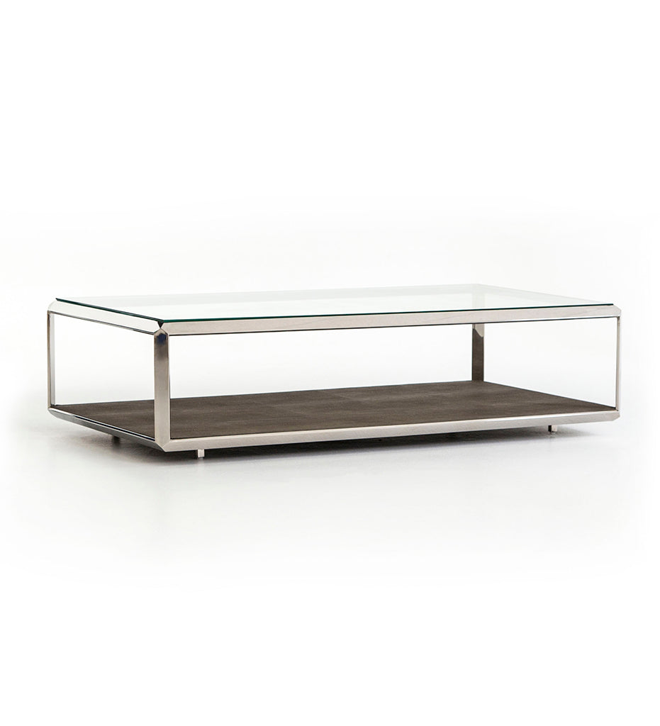 Allred Collaborative - Four Hands - Shagreen Shadow Box Coffee Table - Steel - Shagreen Shadow Box Coffee Table - Steel - VBEN-016