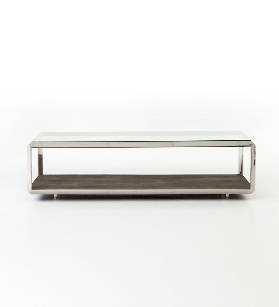 Allred Collaborative - Four Hands - Shagreen Shadow Box Coffee Table - Steel - Shagreen Shadow Box Coffee Table - Steel - VBEN-016