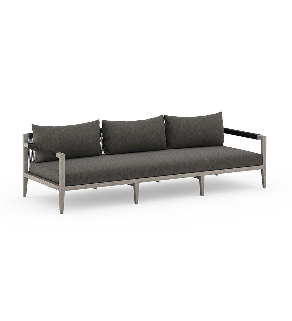 Allred Collaborative - Four Hands - Sherwood Weathered Grey Outdoor 3-Seater Sofa - Charcoal - Sherwood Weathered Grey Outdoor 3-Seater Sofa - Charcoal - JSOL-10201K-562