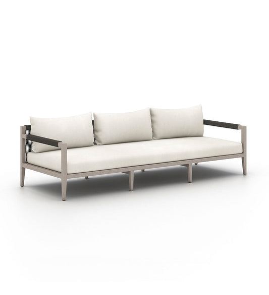 Allred Collaborative - Four Hands - Sherwood Weathered Grey Outdoor 3-Seater Sofa - Natural Ivory - Sherwood Weathered Grey Outdoor 3-Seater Sofa - Natural Ivory - 223340-019