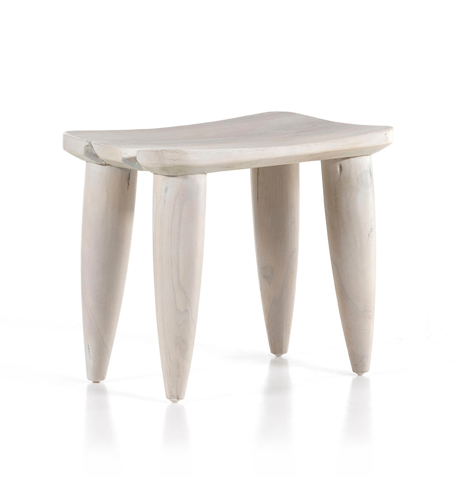 Allred Collaborative - Four Hands - Zuri Outdoor Stool - Ivory Teak - Zuri Outdoor Stool - Ivory Teak - 102424-003