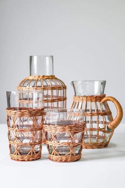 Allred Collaborative - Kiss That Frog - Rattan Cage Highball - Set of 4 - Rattan Cage Highball - Set of 4 - 6880-L001G