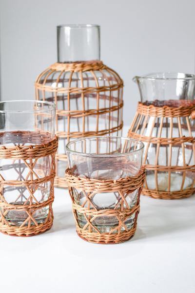 Allred Collaborative - Kiss That Frog - Rattan Cage Highball - Set of 4 - Rattan Cage Highball - Set of 4 - 6880-L001G