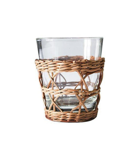 Allred Collaborative - Kiss That Frog - Rattan Cage Wide Tumbler - Set of 4 - Rattan Cage Wide Tumbler - Set of 4 - 6880-L4G