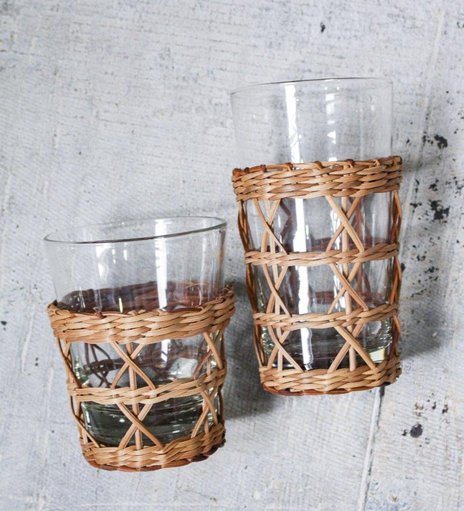 Allred Collaborative - Kiss That Frog - Rattan Cage Wide Tumbler - Set of 4 - Rattan Cage Wide Tumbler - Set of 4 - 6880-L4G