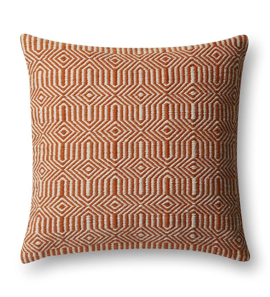 Allred Collaborative - Loloi - P0339 Orange & Ivory Indoor/Outdoor Pillow - P0339 Orange & Ivory Indoor/Outdoor Pillow - PSETP0339ORIV