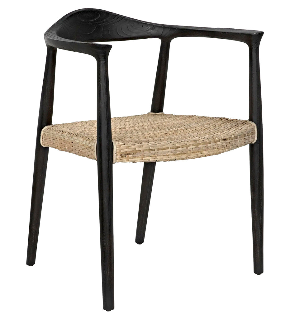 Allred Collaborative - Noir - Dallas Chair - Black Burnt with Rattan - Dallas Chair - Black Burnt with Rattan - AE-36BB