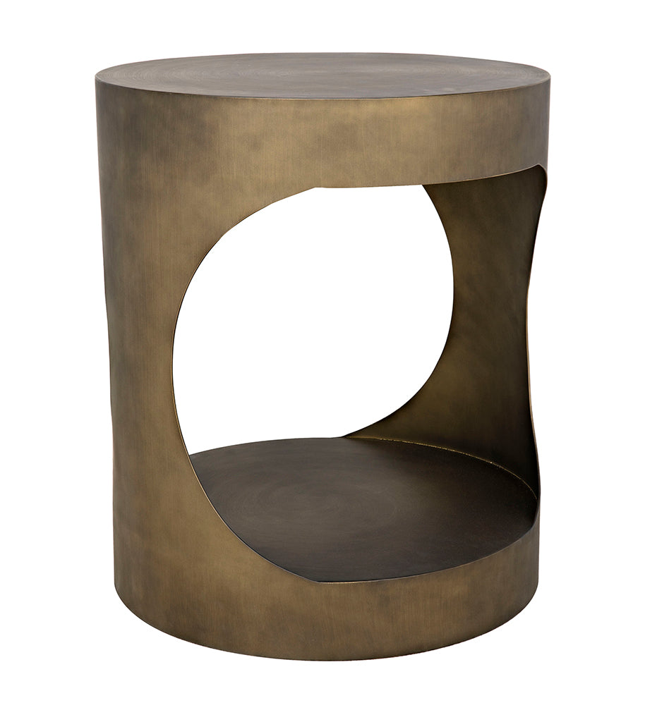 Allred Collaborative - Noir - Eclipse Round Side Tables - Aged Brass Finish - Eclipse Round Side Tables - Aged Brass Finish - GTAB302AB