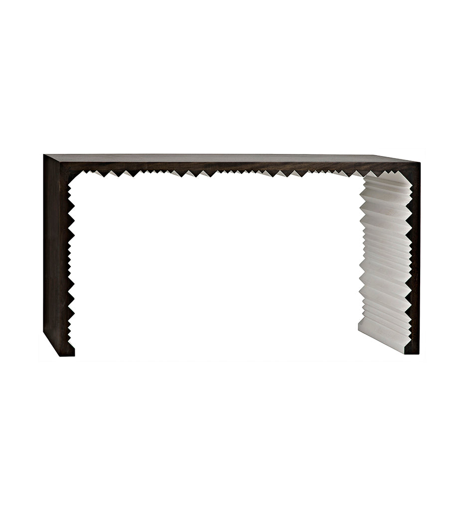 Allred Collaborative - Noir - Nelson Console - Ebony Walnut with White Detail - Nelson Console - Ebony Walnut with White Detail - GCON160EBWH