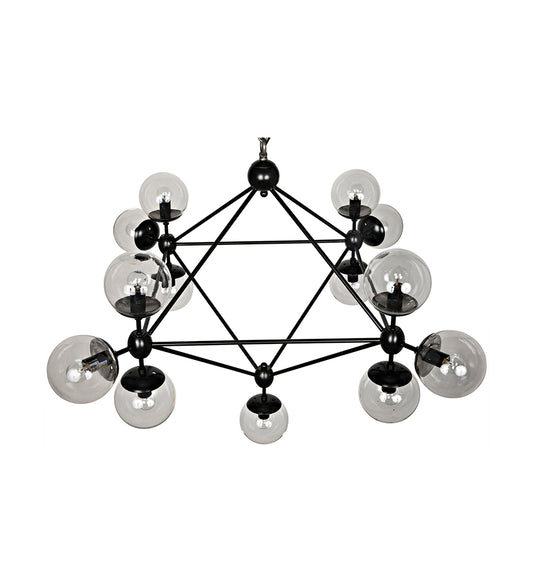 Allred Collaborative - Noir - Pluto Chandelier - Small - Black Steel - Pluto Chandelier - Small - Black Steel - LAMP478MTB-S