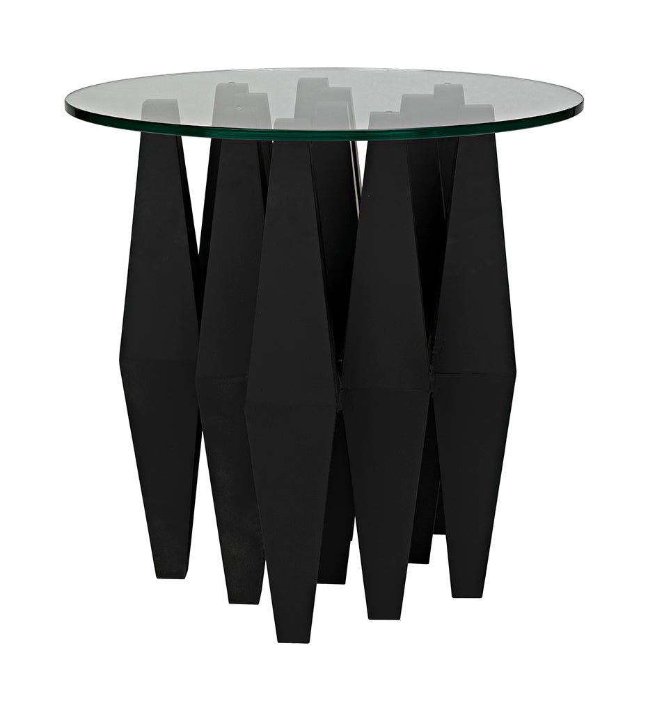 Allred Collaborative - Noir - Soldier Side Tables - Black Steel with Glass Top - Soldier Side Tables - Black Steel with Glass Top - GTAB936MTB