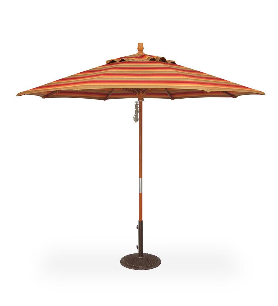 Allred Collaborative - Treasure Garden - 9' Quad Pulley Lift Round Umbrella - 9' Quad Pulley Lift Round Umbrella - UM809-1H-Hardwood