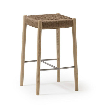 Allred Collaborative - Verges Design - Bogart Backless Bar Stool - Braided Paper Seat - Bogart Backless Bar Stool - Braided Paper Seat Bogart Backless Bar Stool - Braided Paper Seat - Ash 517-01-ASH