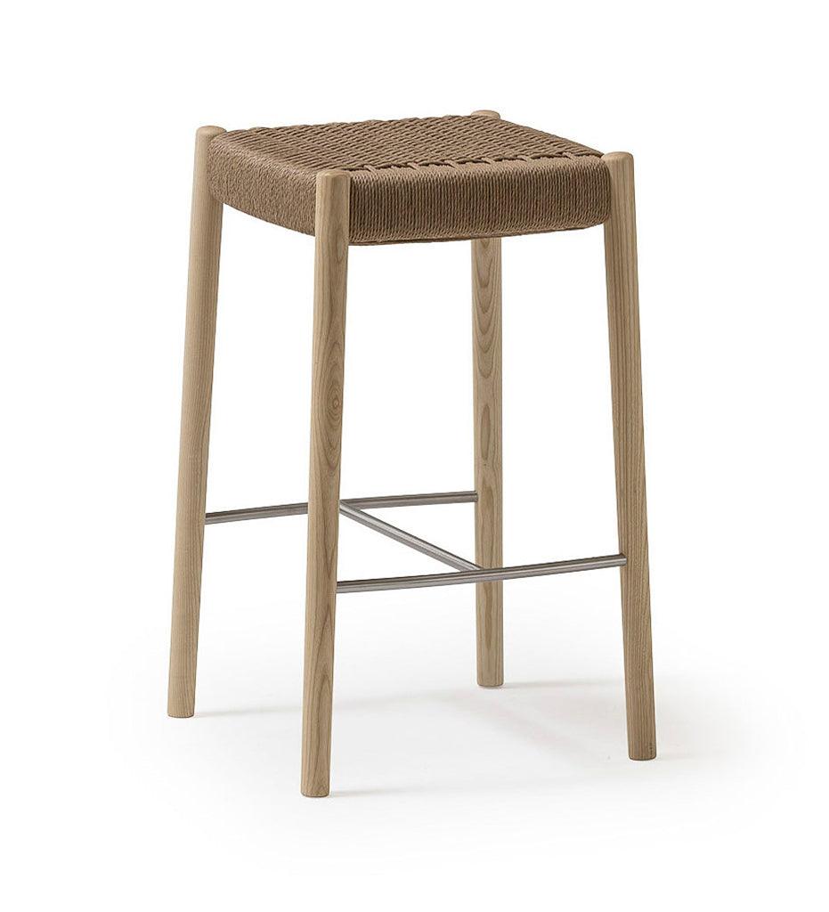 Allred Collaborative - Verges Design - Bogart Backless Counter Stool - Braided Paper Seat - Bogart Backless Counter Stool - Braided Paper Seat Bogart Backless Counter Stool - Braided Paper Seat - Ash 518-01-ASH