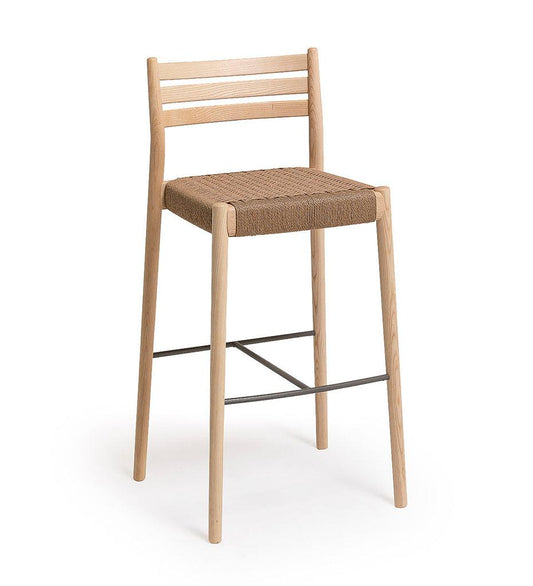 Allred Collaborative - Verges Design - Bogart Bar Stool with Backrest - Braided Paper Seat - Bogart Bar Stool with Backrest - Braided Paper Seat Bogart Bar Stool with Backrest - Braided Paper Seat - Ash 515-01-ASH