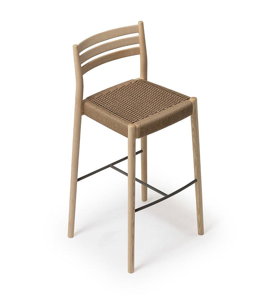 Allred Collaborative - Verges Design - Bogart Bar Stool with Backrest - Braided Paper Seat - Bogart Bar Stool with Backrest - Braided Paper Seat Bogart Bar Stool with Backrest - Braided Paper Seat - Ash 515-01-ASH