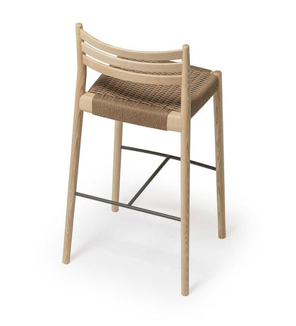 Allred Collaborative - Verges Design - Bogart Bar Stool with Backrest - Braided Paper Seat - Bogart Bar Stool with Backrest - Braided Paper Seat Bogart Bar Stool with Backrest - Braided Paper Seat - Ash 515-01-ASH