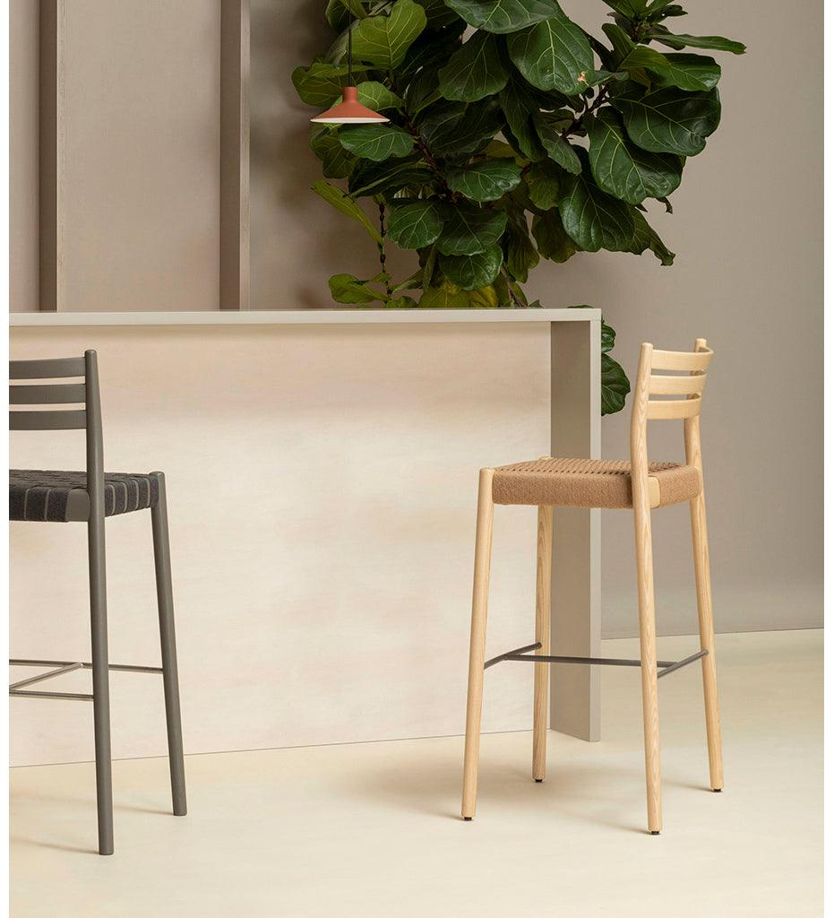 Allred Collaborative - Verges Design - Bogart Bar Stool with Backrest - Braided Paper Seat - Bogart Bar Stool with Backrest - Braided Paper Seat Bogart Bar Stool with Backrest - Braided Paper Seat - Ash 515-01-ASH