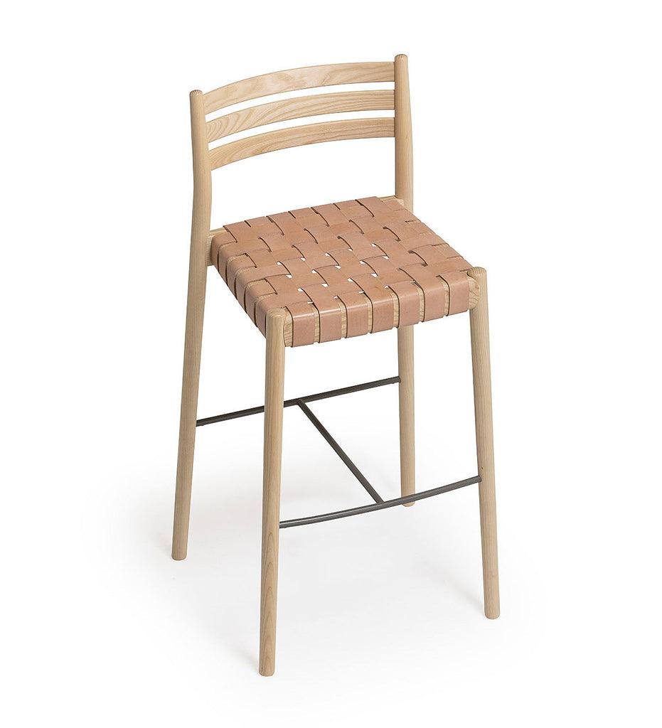 Allred Collaborative - Verges Design - Bogart Bar Stool with Backrest - Woven Cord Seat - Bogart Bar Stool with Backrest - Woven Cord Seat Bogart Bar Stool with Backrest - Woven Cord Seat - Ash 515-03-ASH