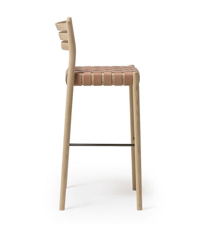 Allred Collaborative - Verges Design - Bogart Bar Stool with Backrest - Woven Cord Seat - Bogart Bar Stool with Backrest - Woven Cord Seat Bogart Bar Stool with Backrest - Woven Cord Seat - Ash 515-03-ASH