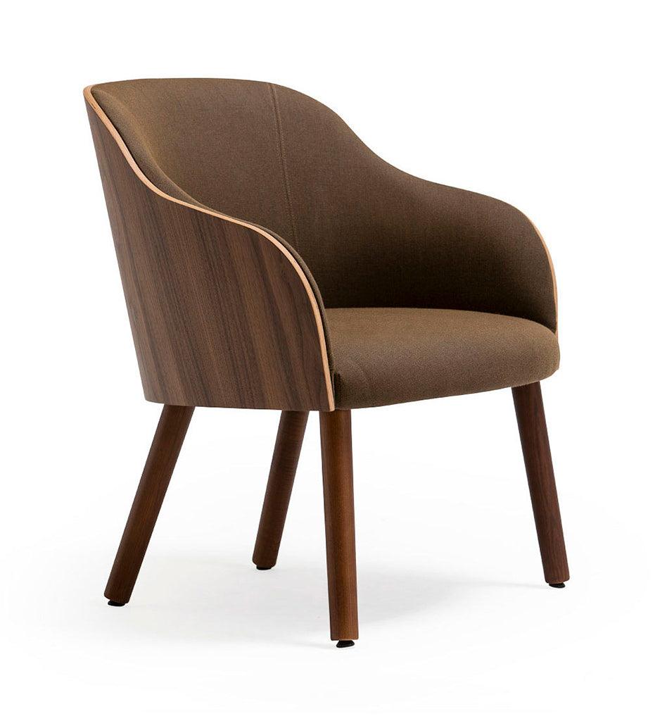 Allred Collaborative - Verges Design - Cistell Curve Lounge Chair - Wood Legs - Upholstered Inner Back - Cistell Curve Lounge Chair - Wood Legs - Upholstered Inner Back Cistell Curve Lounge Chair - Wood Legs - Upholstered Inner Back - Walnut 794-04-WLT