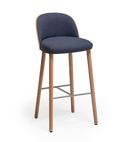 Allred Collaborative - Verges Design - Cistell Slim Bar Stool - Wood Legs - Upholstered Inner Back - Cistell Slim Bar Stool - Wood Legs - Upholstered Inner Back Cistell Slim Bar Stool - Wood Legs - Upholstered Inner Back - Beech 796-03-BCH