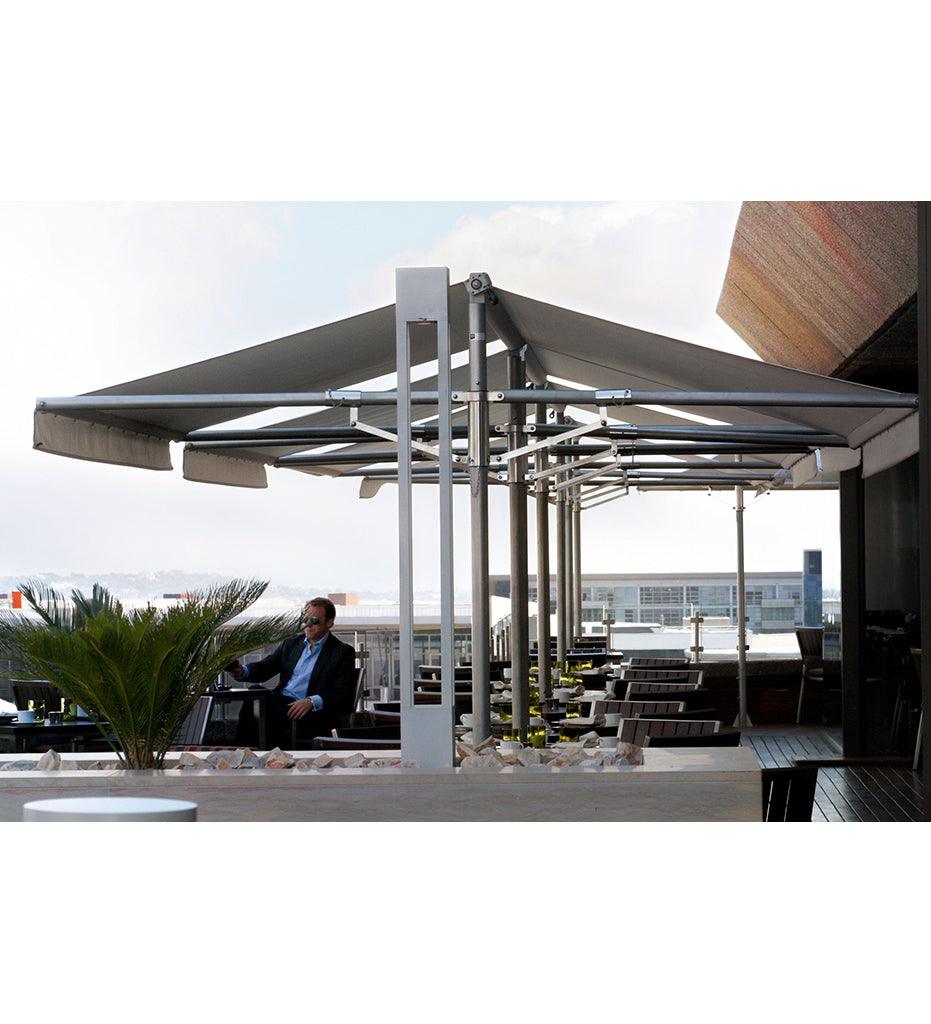 Allred Collaborative - Woodline Shade Solutions - Papillon Dual Post Shade Structure - Brushed Stainless Steel - - Papillon Dual Post Shade Structure - Brushed Stainless Steel - - PA346RESSGB/SD-5404