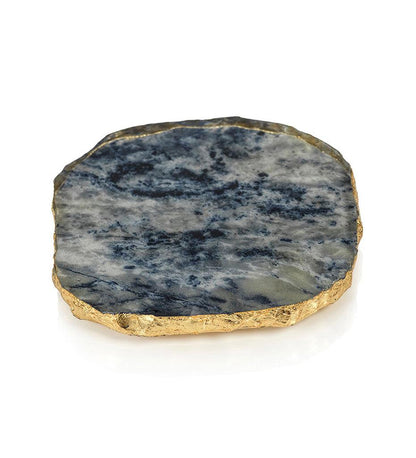 Allred Collaborative - Zodax - Agate Marble Glass Coaster with Gold Rim - Agate Marble Glass Coaster with Gold Rim - CH-5957