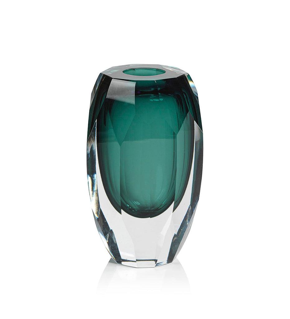 Allred Collaborative - Zodax - Aman Emerald Cut Glass Vase - Aman Emerald Cut Glass Vase - CH-6815